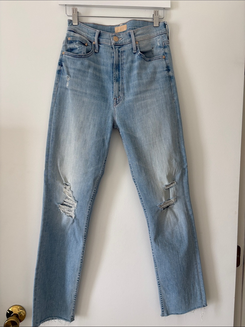 MOTHER Denim High Waisted Rider Ankle Fray Jeans